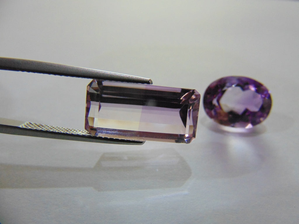 15.20ct Amethyst Bicolor 17x9mm 12x10mm