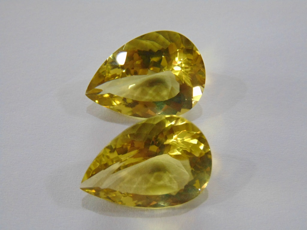 39.50ct Quartz Green Gold Pair 23x16mm