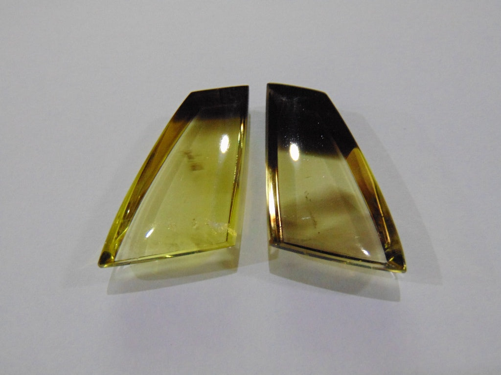 76.70ct Quartz (Green Gold) Bicolor Pair