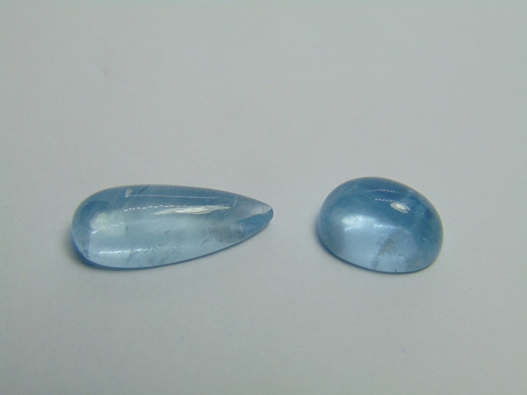 10.75ct Aquamarine Cabochon 19x8mm 12x8mm