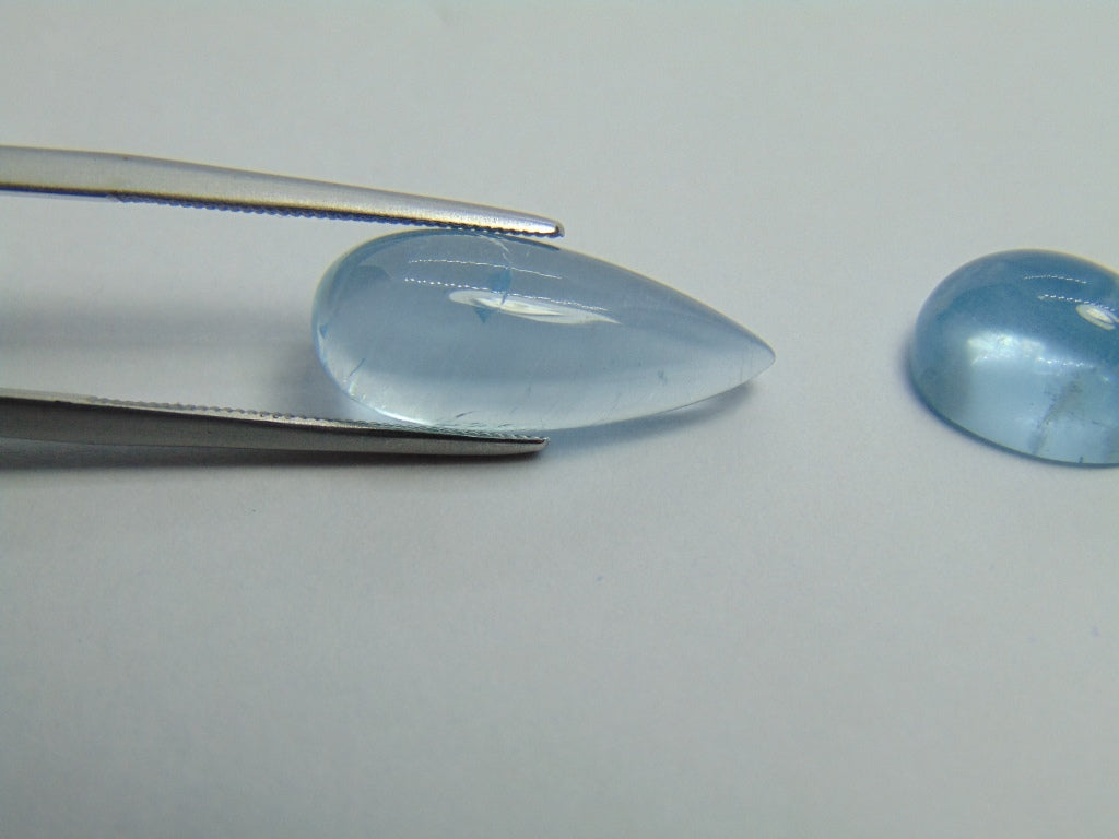 10.75ct Aquamarine Cabochon 19x8mm 12x8mm