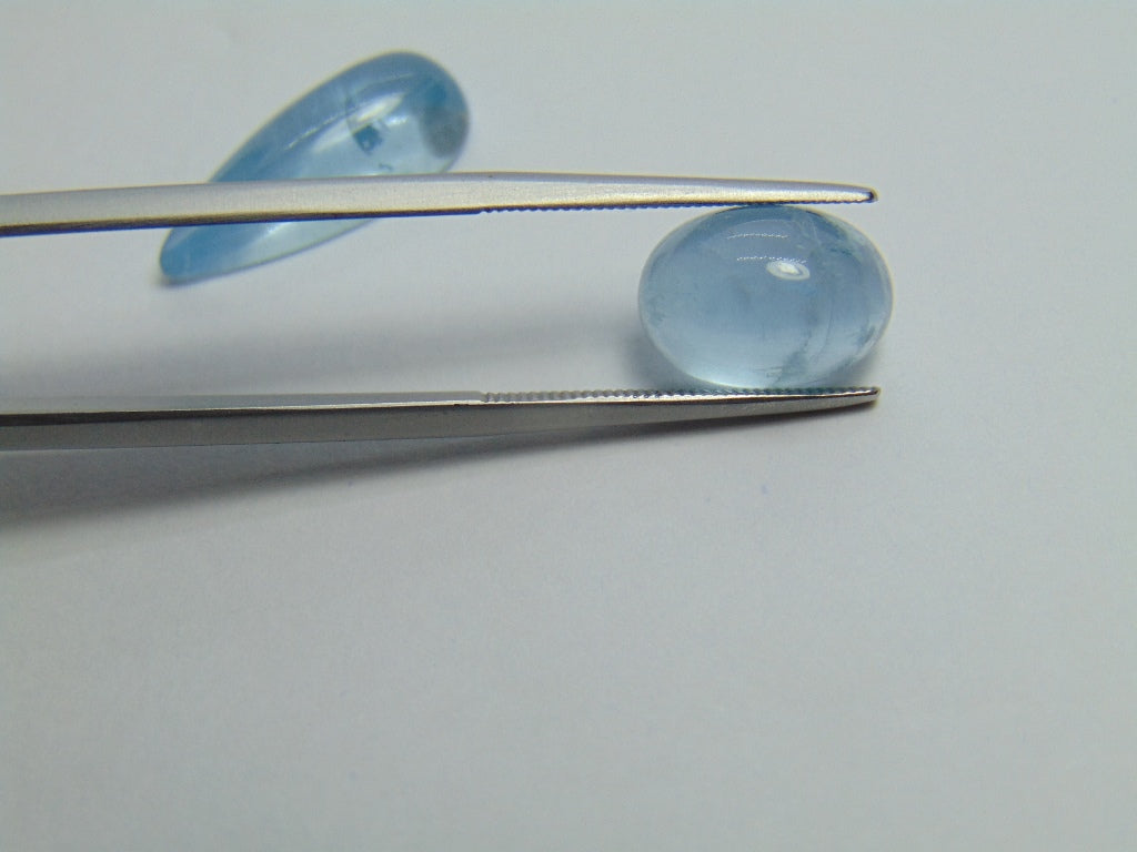 10.75ct Aquamarine Cabochon 19x8mm 12x8mm