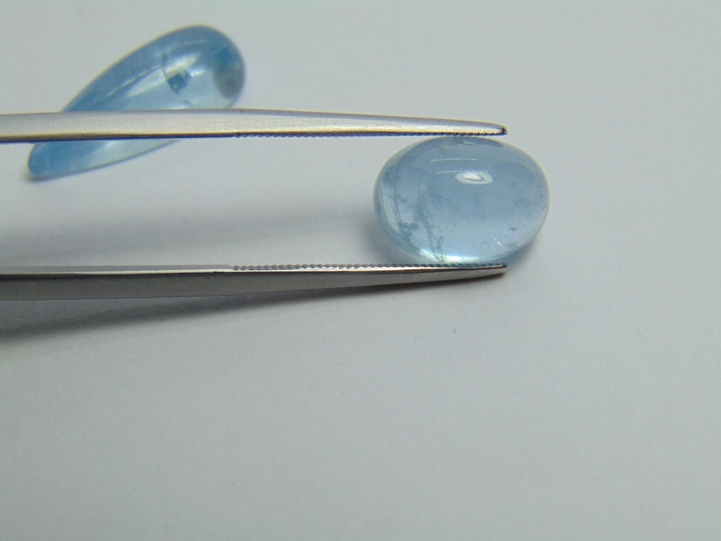 10.75ct Aquamarine Cabochon 19x8mm 12x8mm