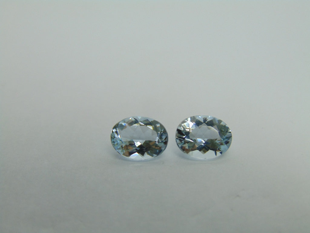 2.85ct Aquamarine Pair 9x7mm 7x8.5mm