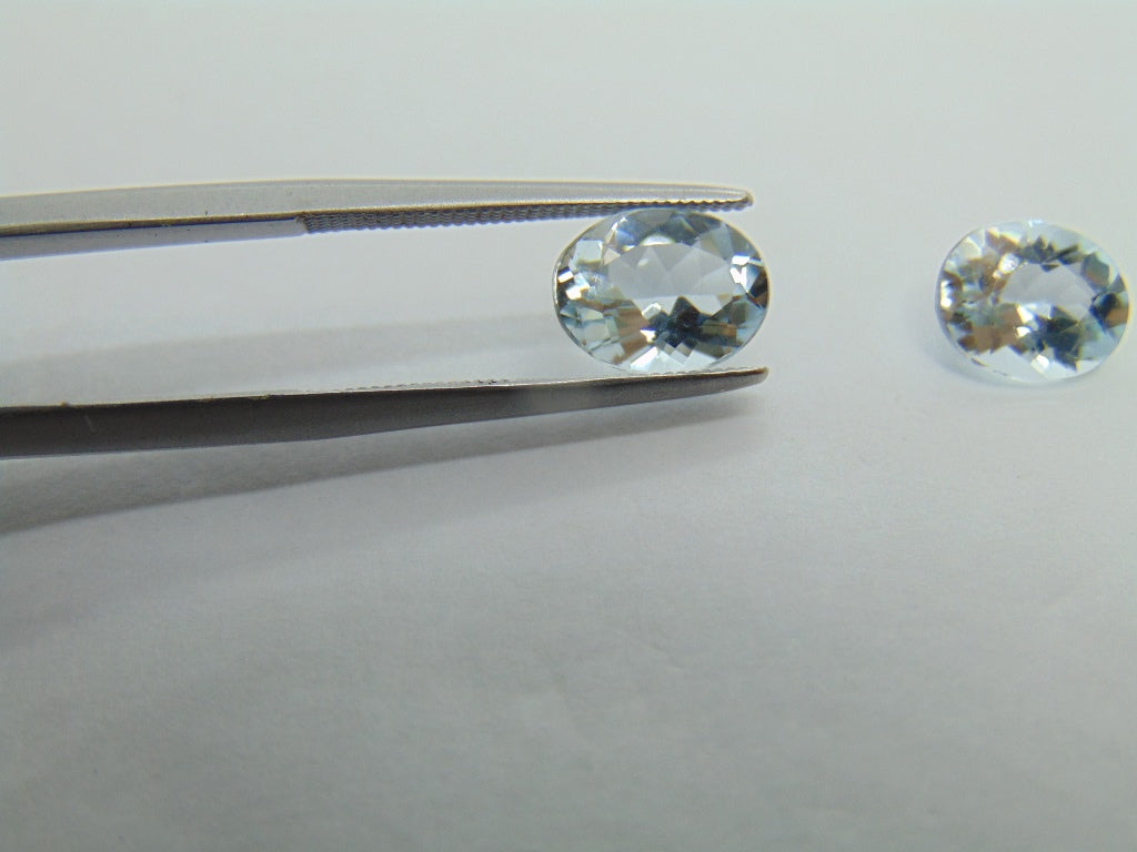 2.85ct Aquamarine Pair 9x7mm 7x8.5mm