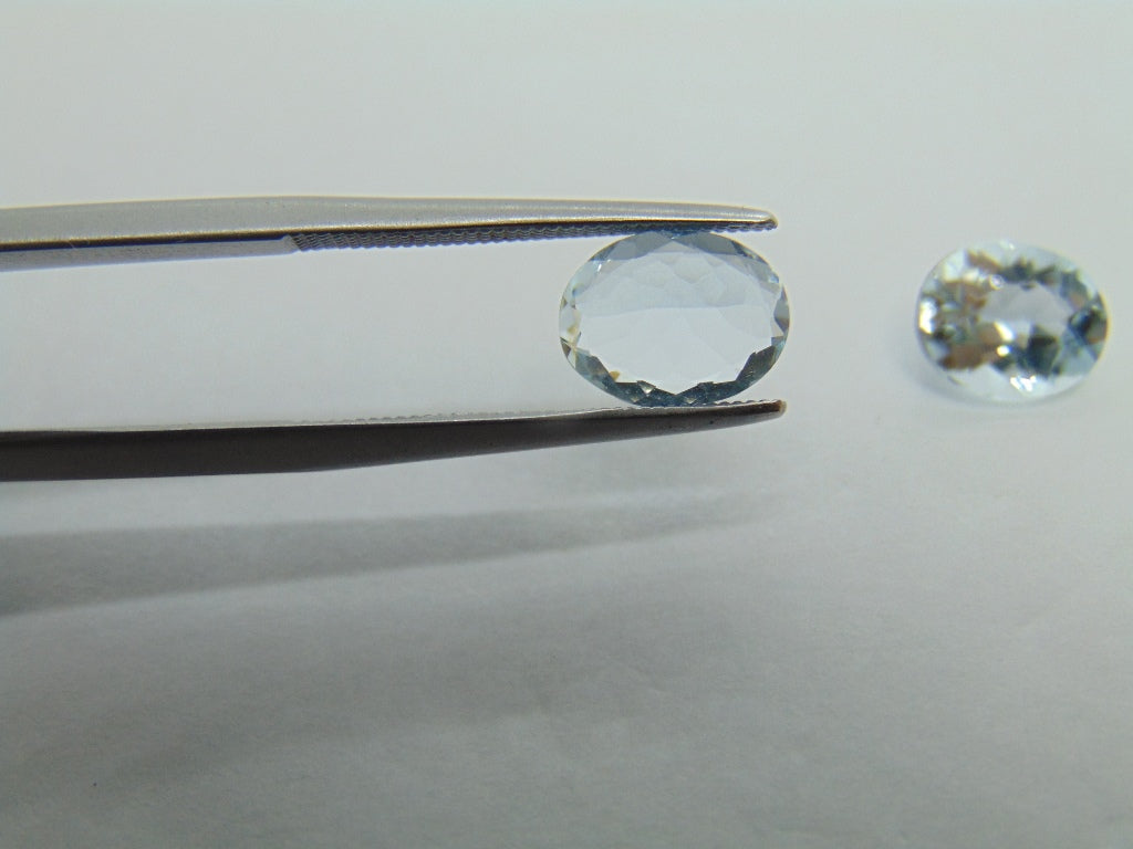 2.85ct Aquamarine Pair 9x7mm 7x8.5mm