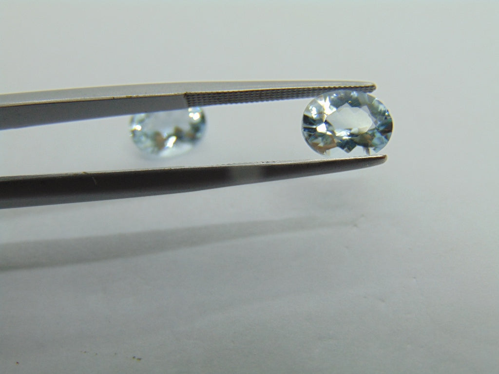 2.85ct Aquamarine Pair 9x7mm 7x8.5mm