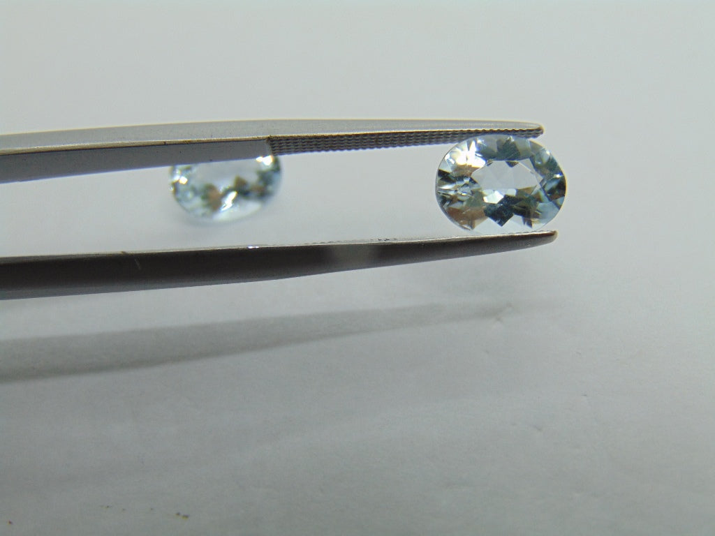 2.85ct Aquamarine Pair 9x7mm 7x8.5mm