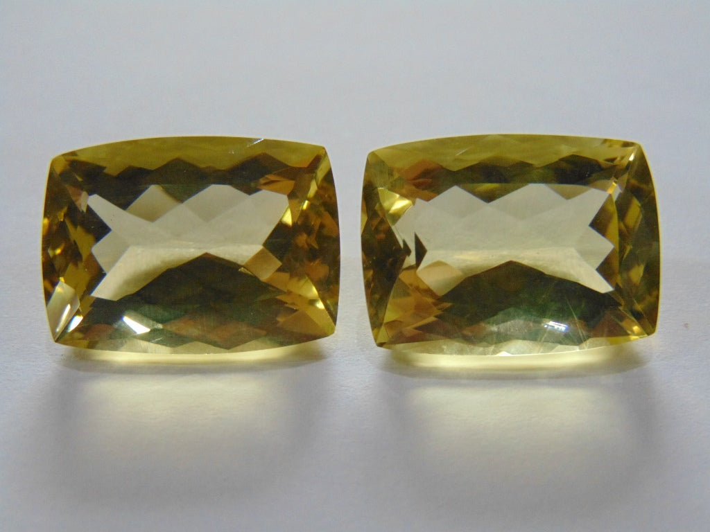 38.20ct Quartz (Green Gold) Pair