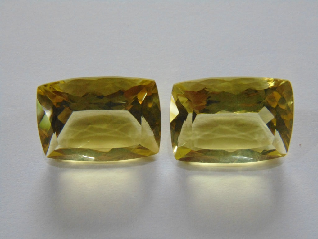 38.20ct Quartz (Green Gold) Pair