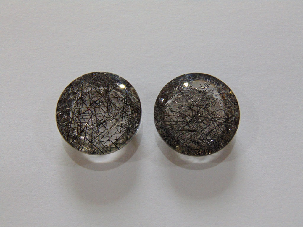 52ct Quartz Graphite Pair 22mm