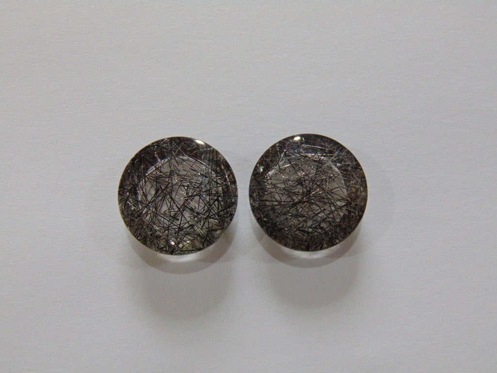 52ct Quartz Graphite Pair 22mm