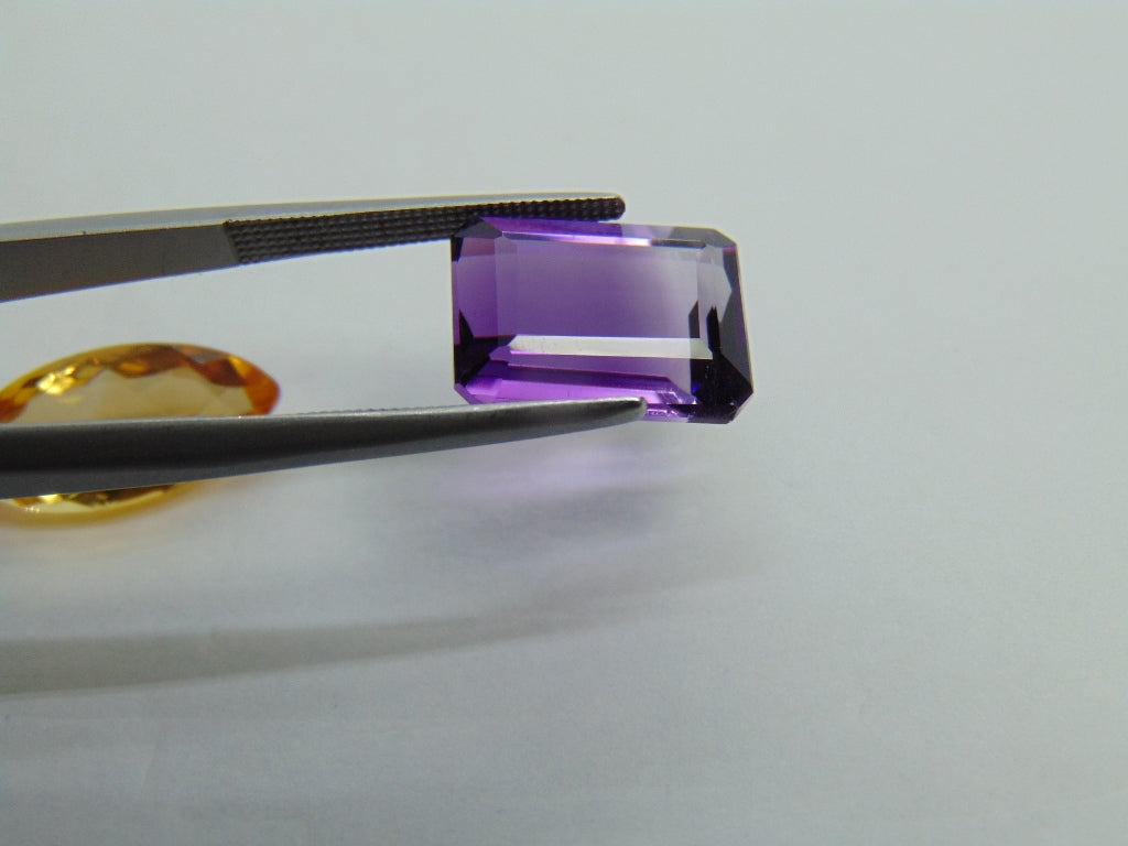 12.10ct Citrine 18x8mm and Amethyst 13x10mm